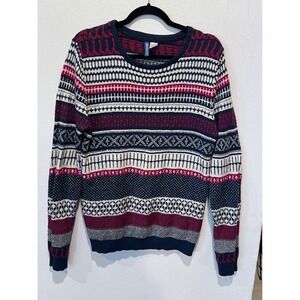 Divided by H&M Wool Blend Sweater Medium‎ Striped Knit Elbow Patches READ